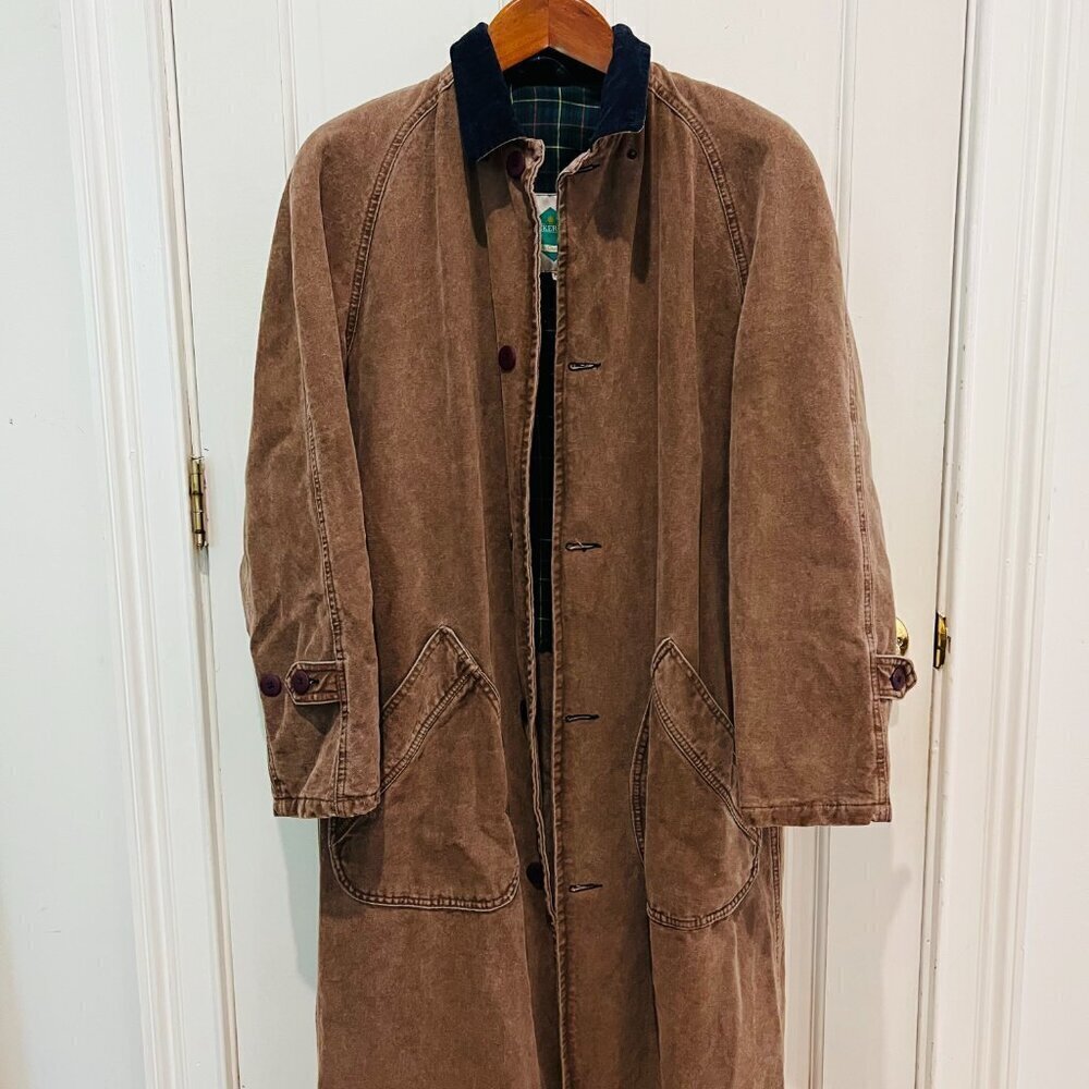 VTG Jackeroos Jacket Mens Medium Canvas PLAID Flannel Lined Trench Field Coat - Picture 3 of 16